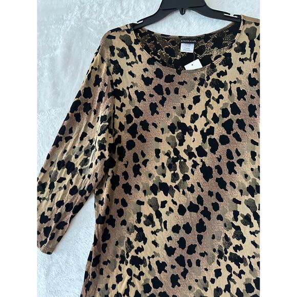 NWT Citiknits Brown Asymmetrical Tunic Top XL Slinky Travelers - Picture 2 of 9